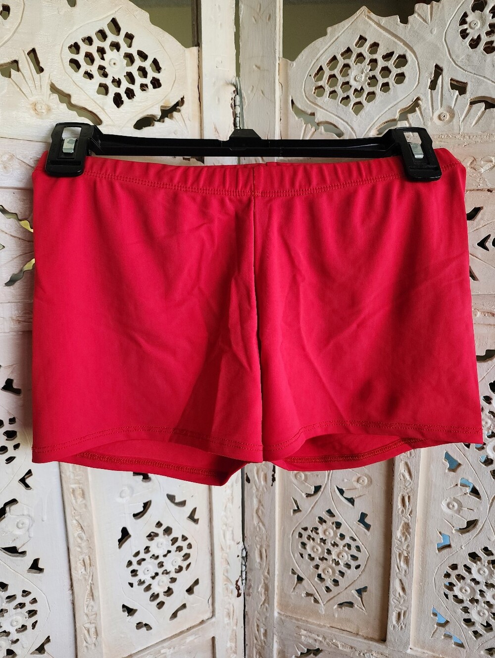 Stretch Is Comfort Booty Cheer Dance Shorts Briefs- Size MA / Medium- Red